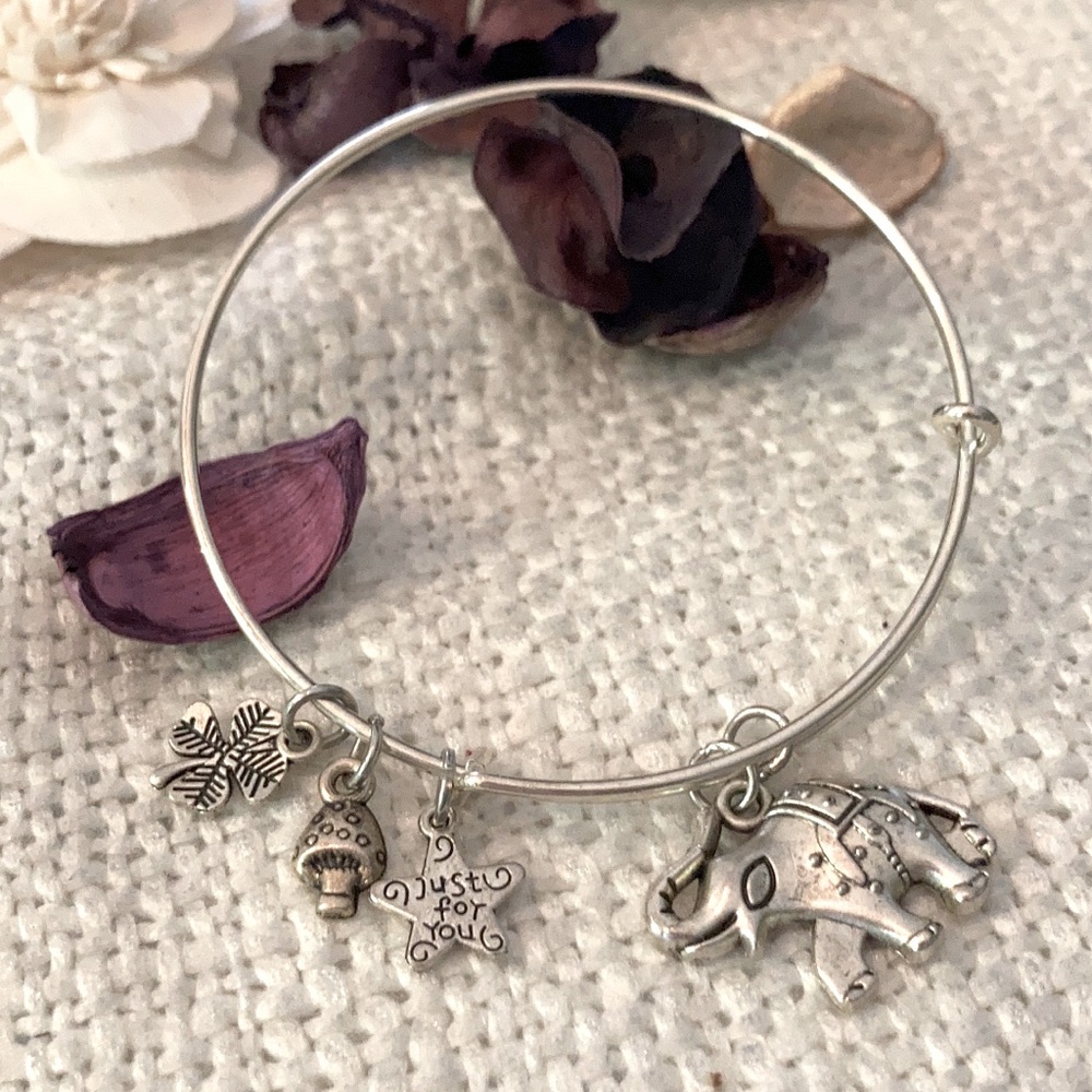 Expanding stainless bracelet Tibetan silver charms